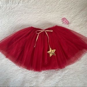 Popatu Red Tutu Skirt w Gold Star•NWT